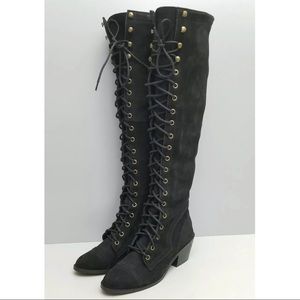 Jeffrey Campbell X Free People Joe Lace Up Boots in Black size 6.5